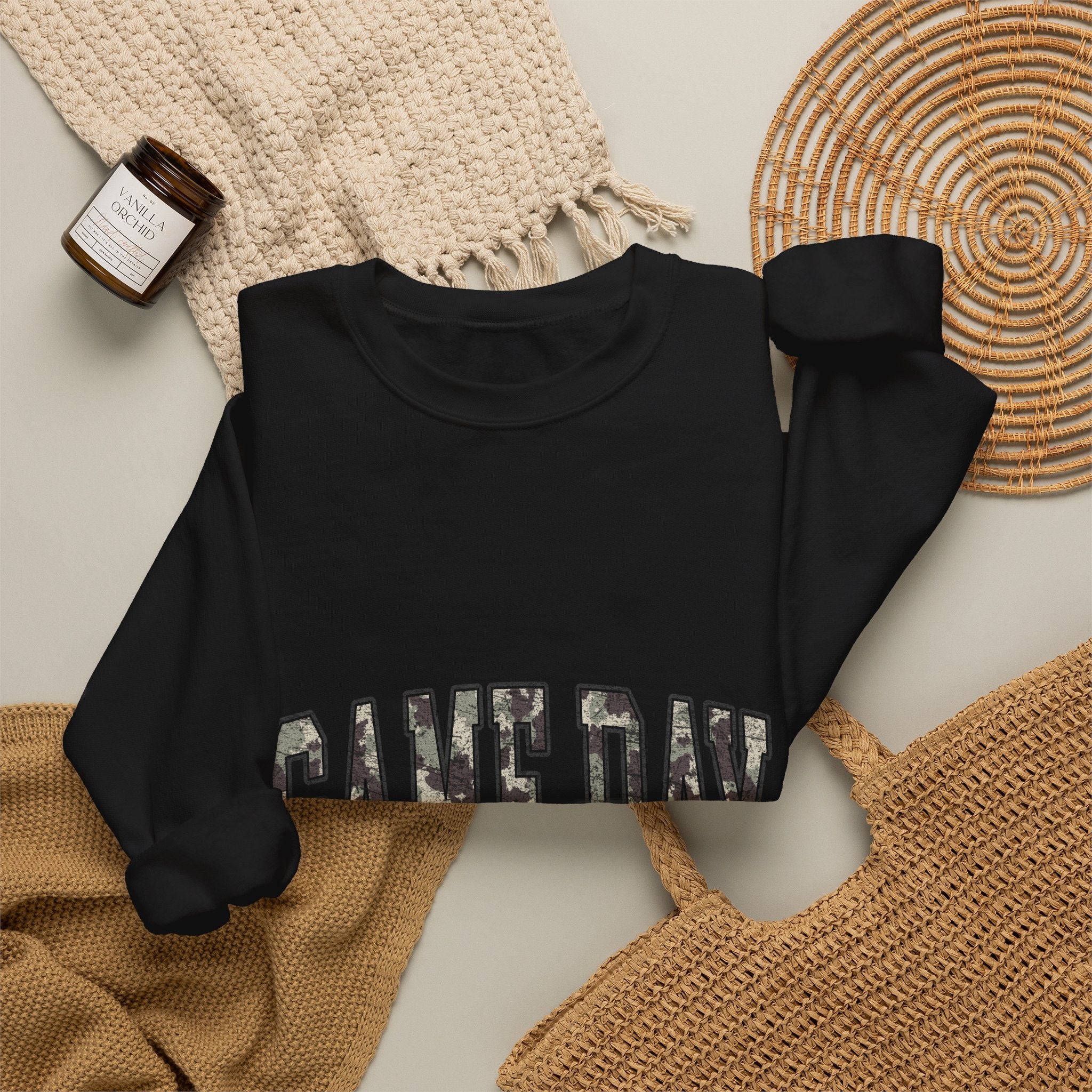 Game Day Crewneck Sweatshirt — White Athletic Vintage Lettering