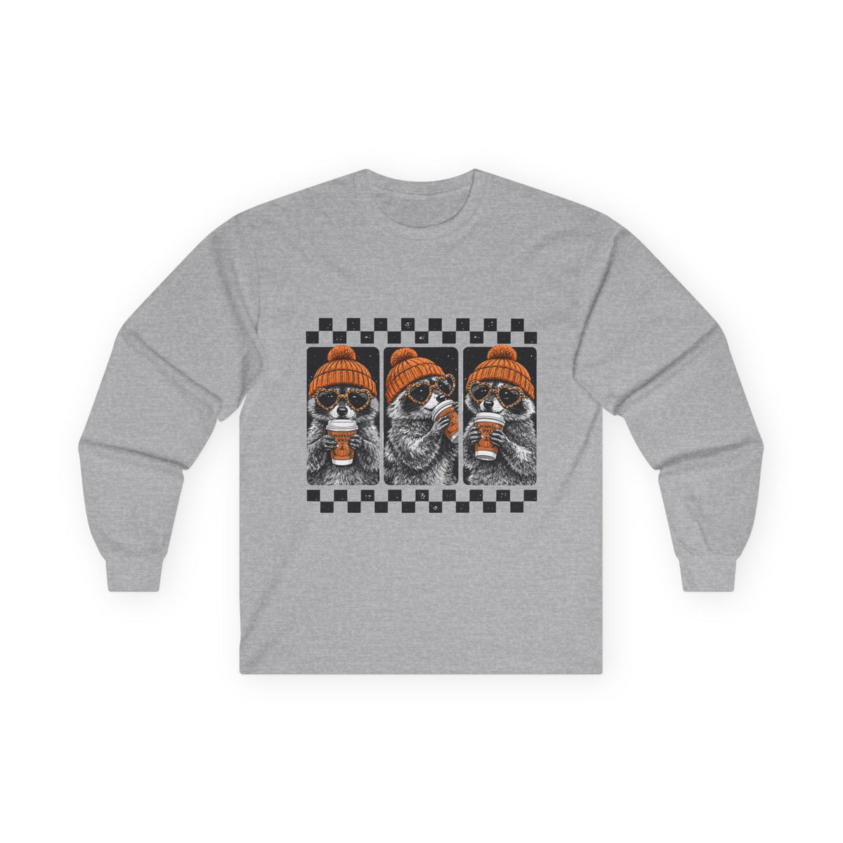 Raccoon Coffee Triptych Long Sleeve Tee