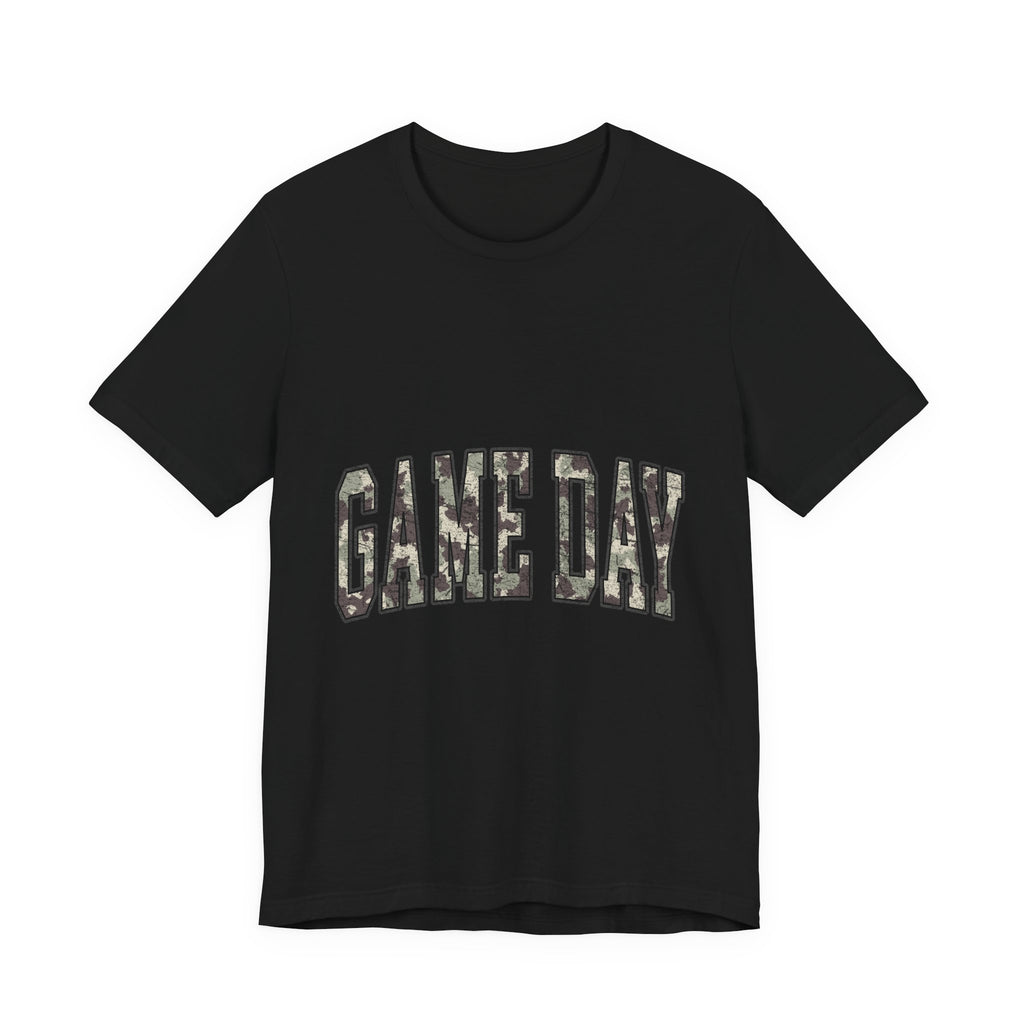 Game Day T-Shirt — Camo Lettering Athletic Fan Tee