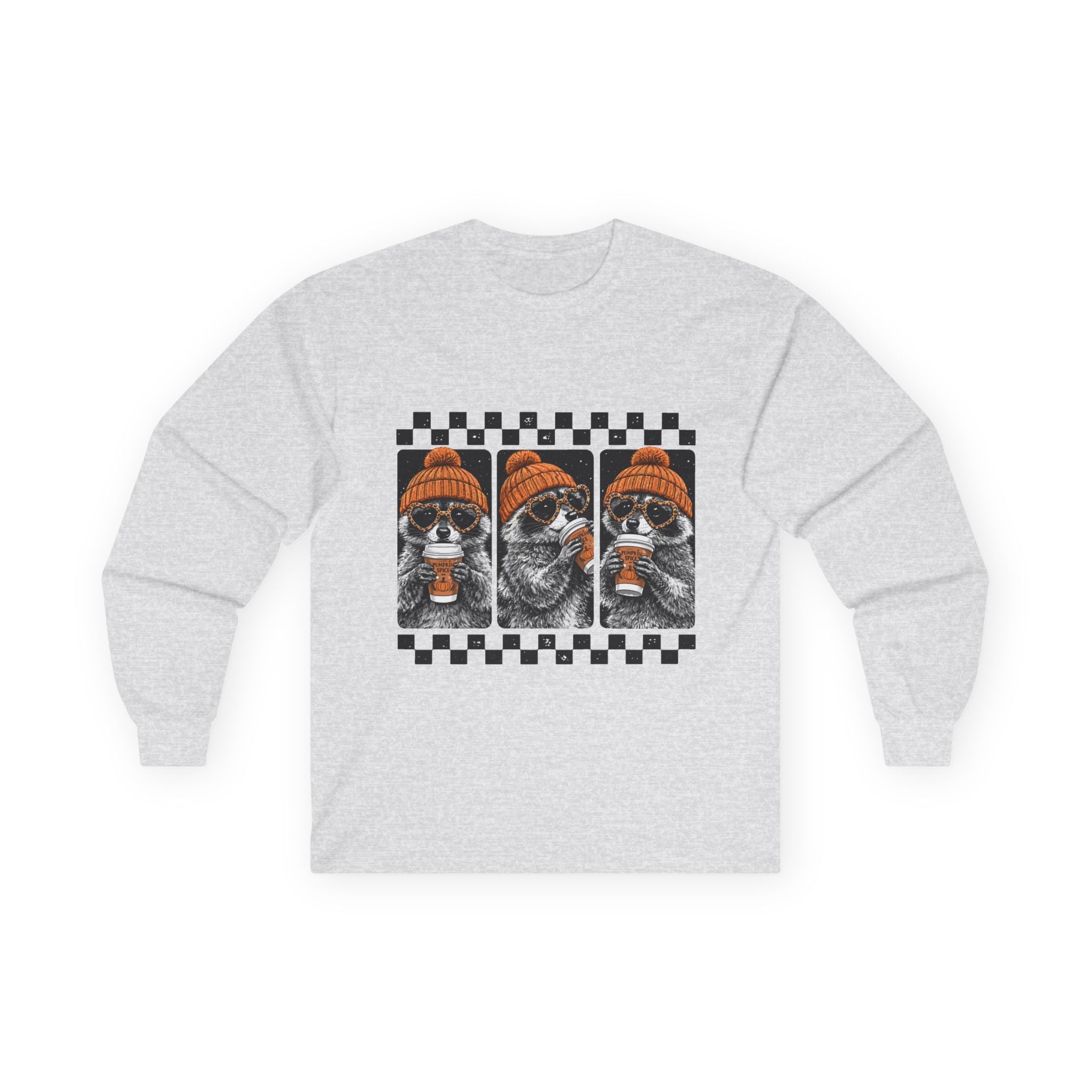 Raccoon Coffee Triptych Long Sleeve Tee