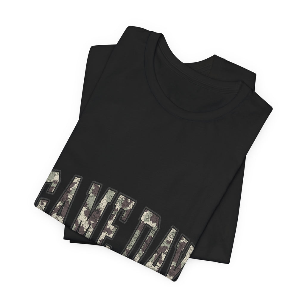 Game Day T-Shirt — Camo Lettering Athletic Fan Tee