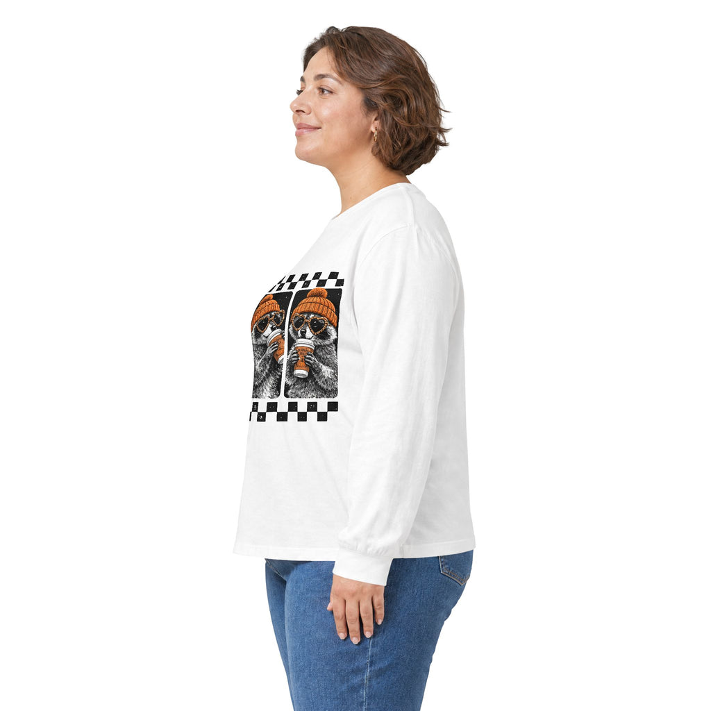 Raccoon Coffee Triptych Long Sleeve Tee