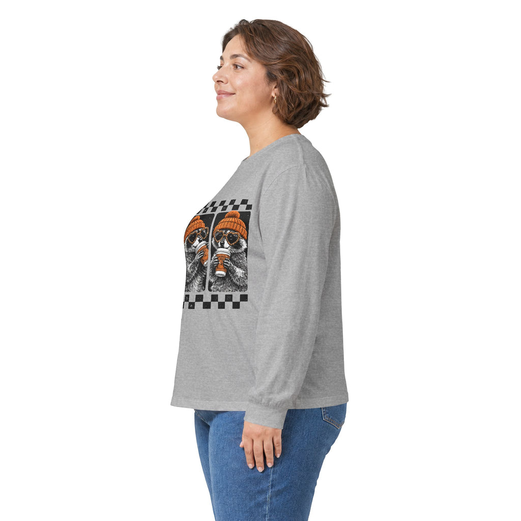 Raccoon Coffee Triptych Long Sleeve Tee