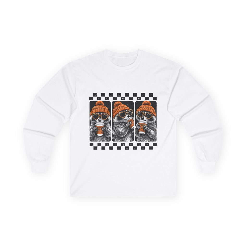 Raccoon Coffee Triptych Long Sleeve Tee