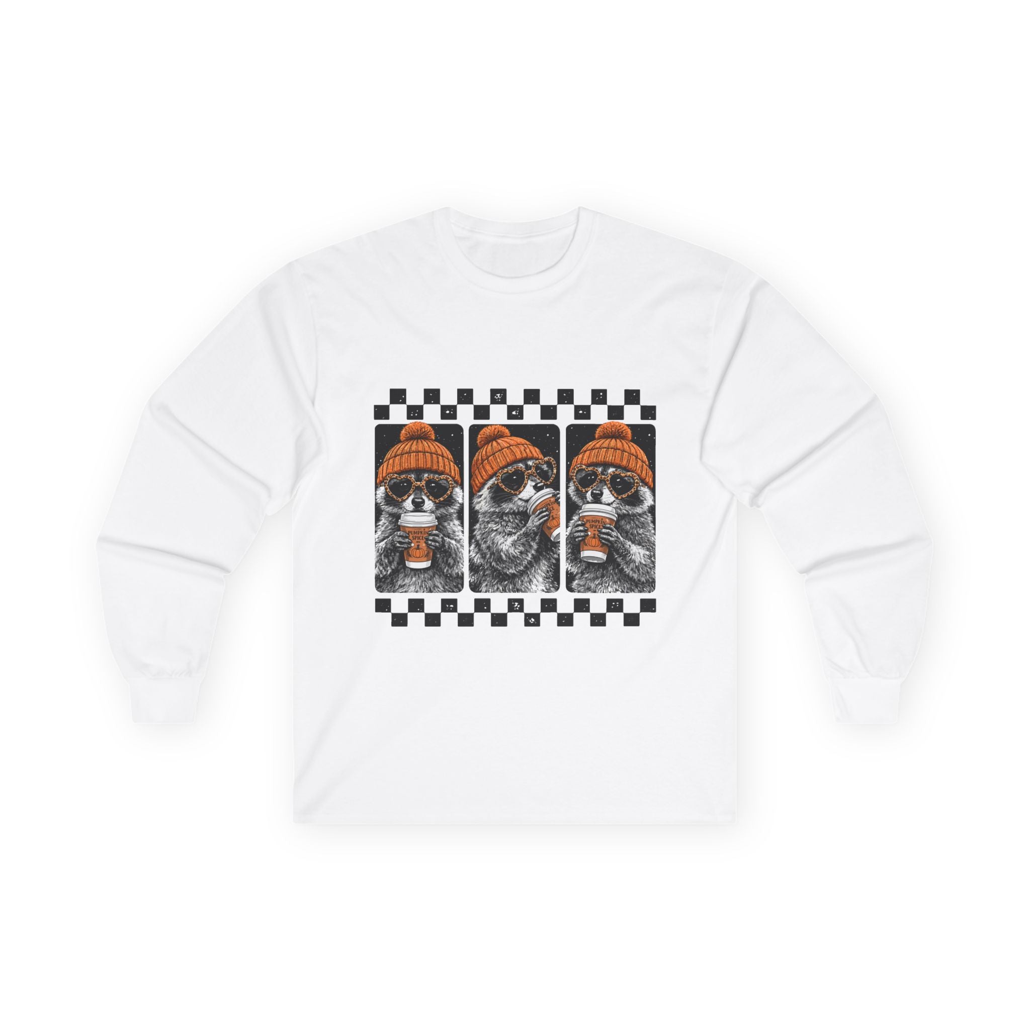 Raccoon Coffee Triptych Long Sleeve Tee