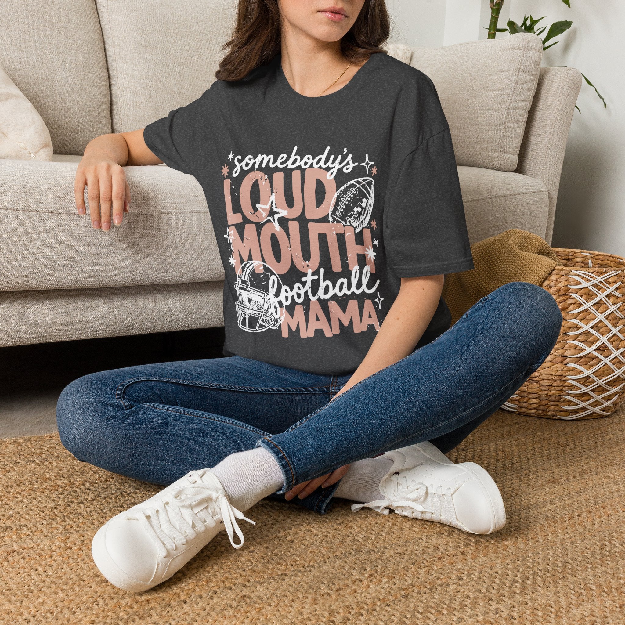 Somebody's Loud Mouth Football Mama T-Shirt — Mom Fan Game Day Tee