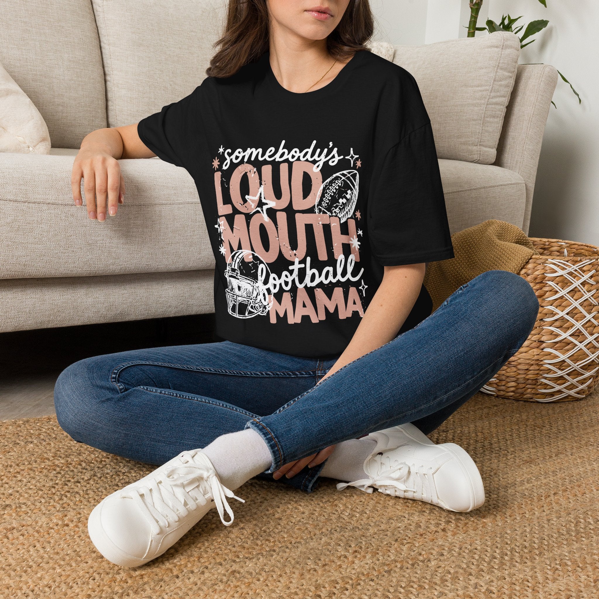 Somebody's Loud Mouth Football Mama T-Shirt — Mom Fan Game Day Tee