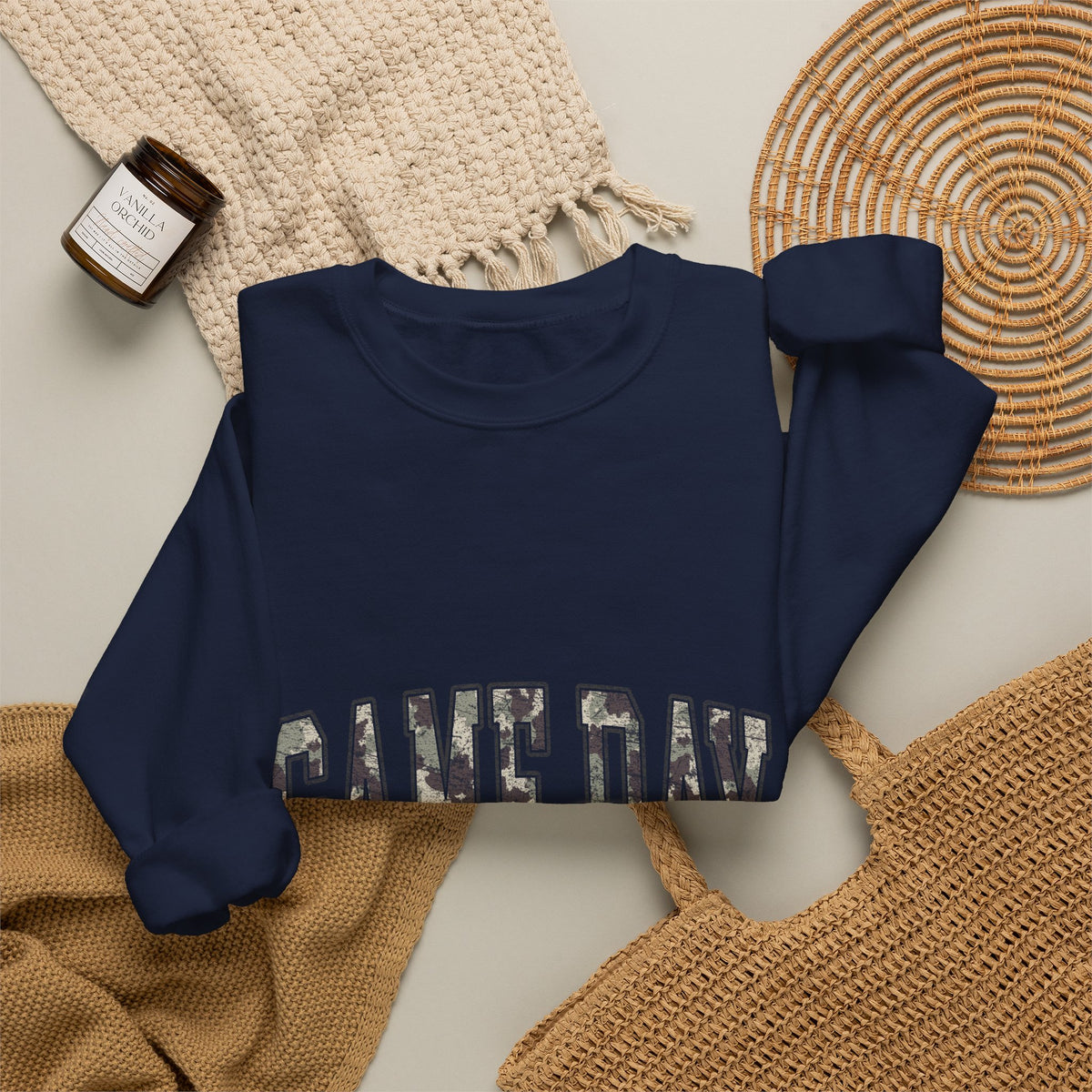 Game Day Crewneck Sweatshirt — White Athletic Vintage Lettering