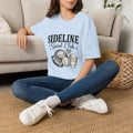 Sideline Social Club T-Shirt — Cute Sports Mom Tee with Volleyball, Football & Coffee Graphic