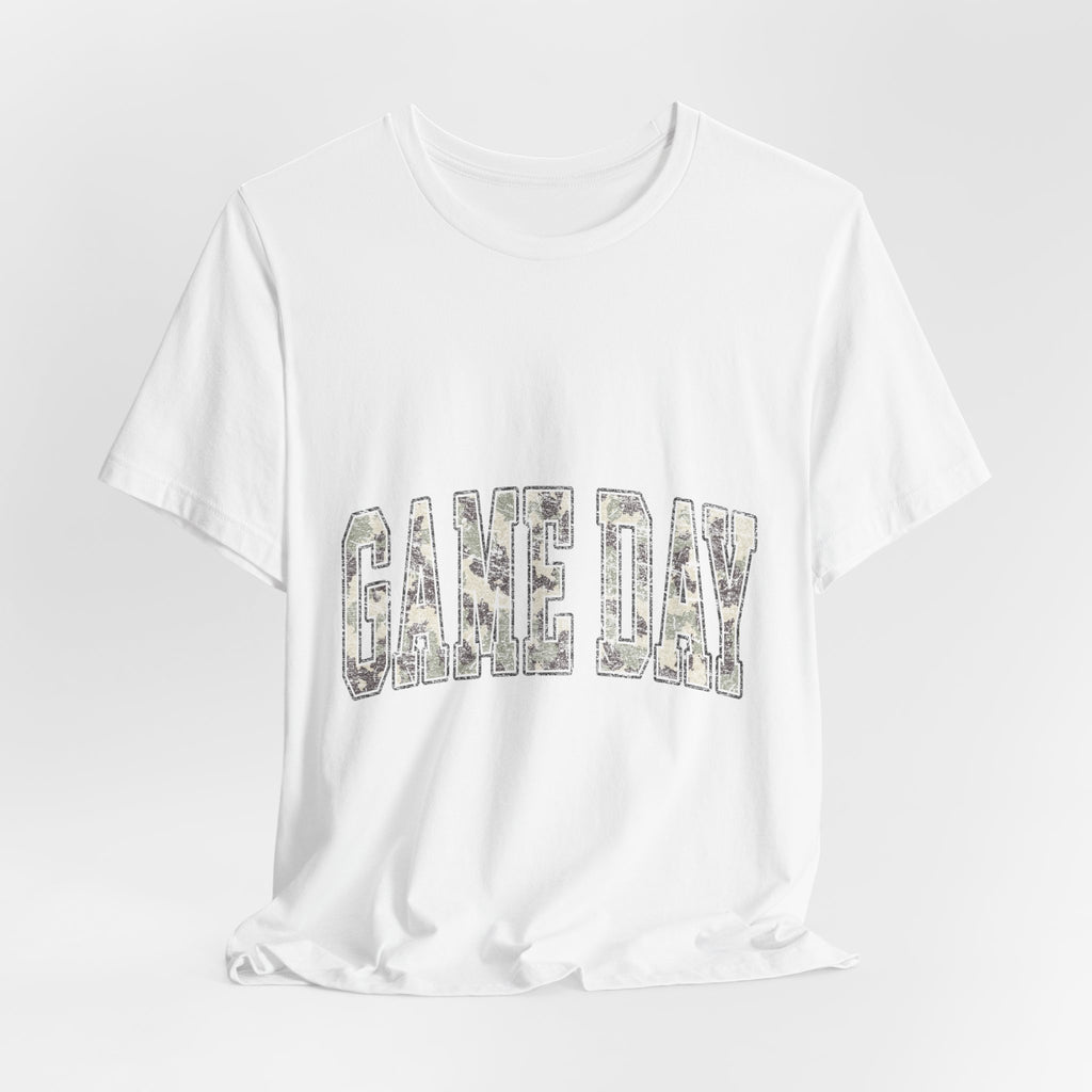 Game Day T-Shirt — Camo Lettering Athletic Fan Tee