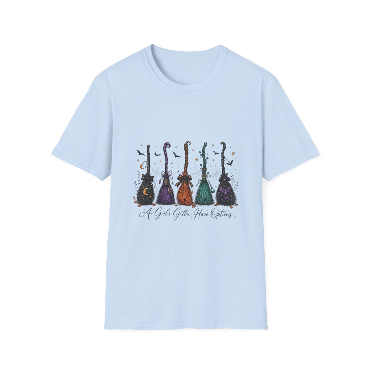 Cello Lineup Graphic T-Shirt — Colorful Ornamental Cellos with Script