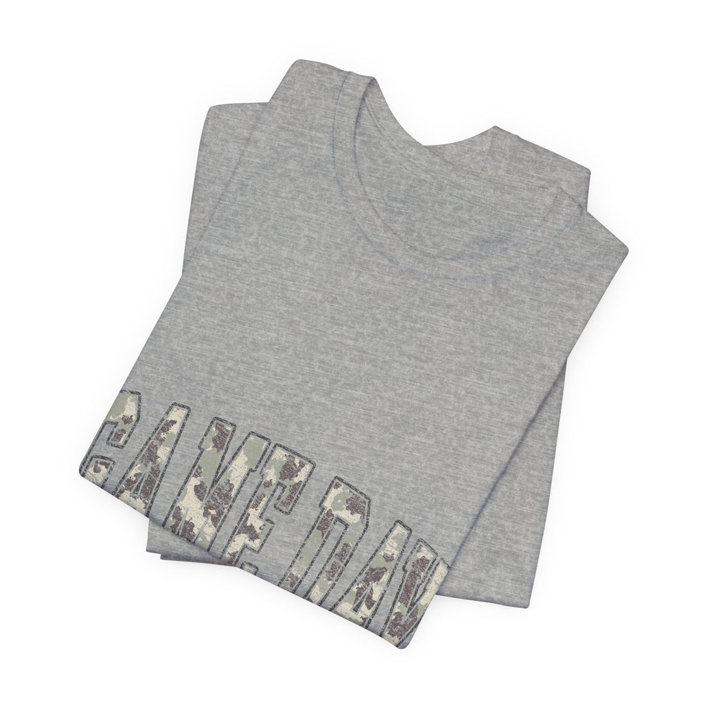 Game Day T-Shirt — Camo Lettering Athletic Fan Tee