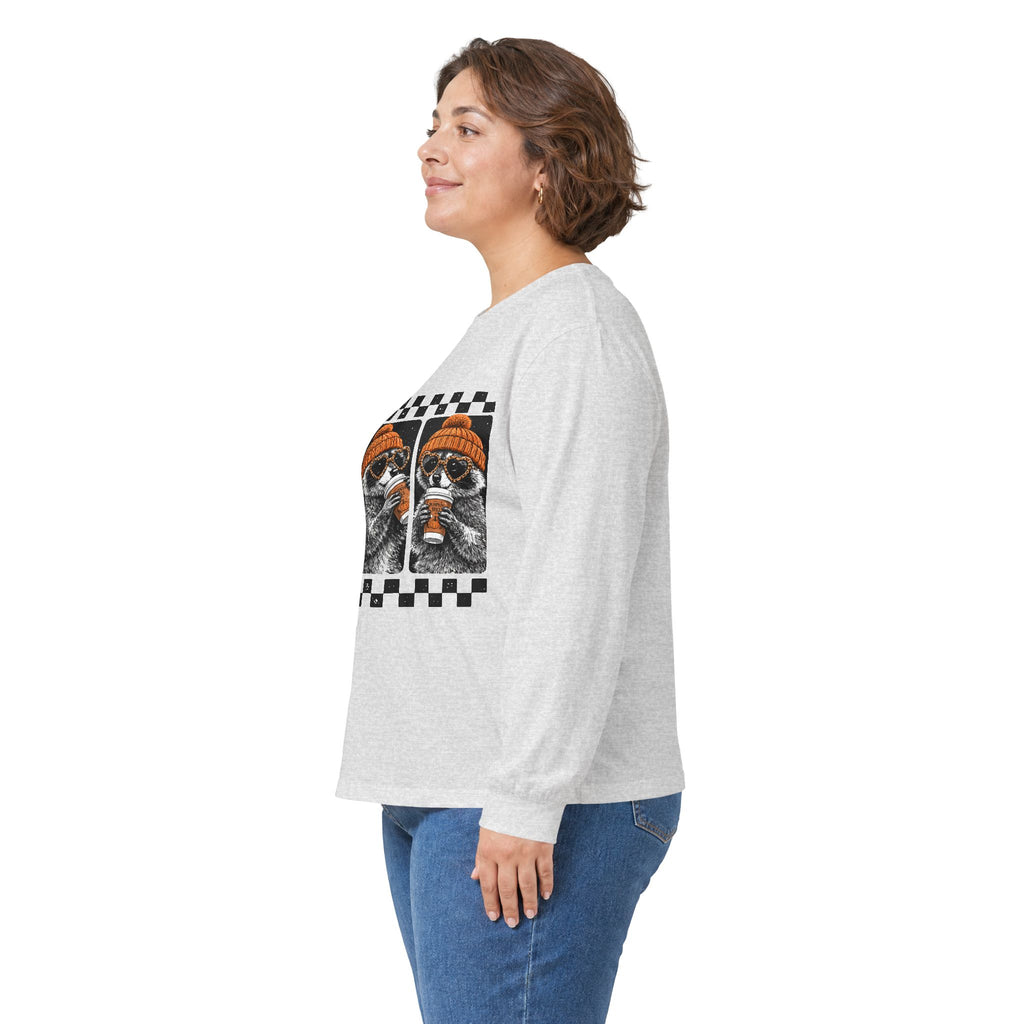 Raccoon Coffee Triptych Long Sleeve Tee