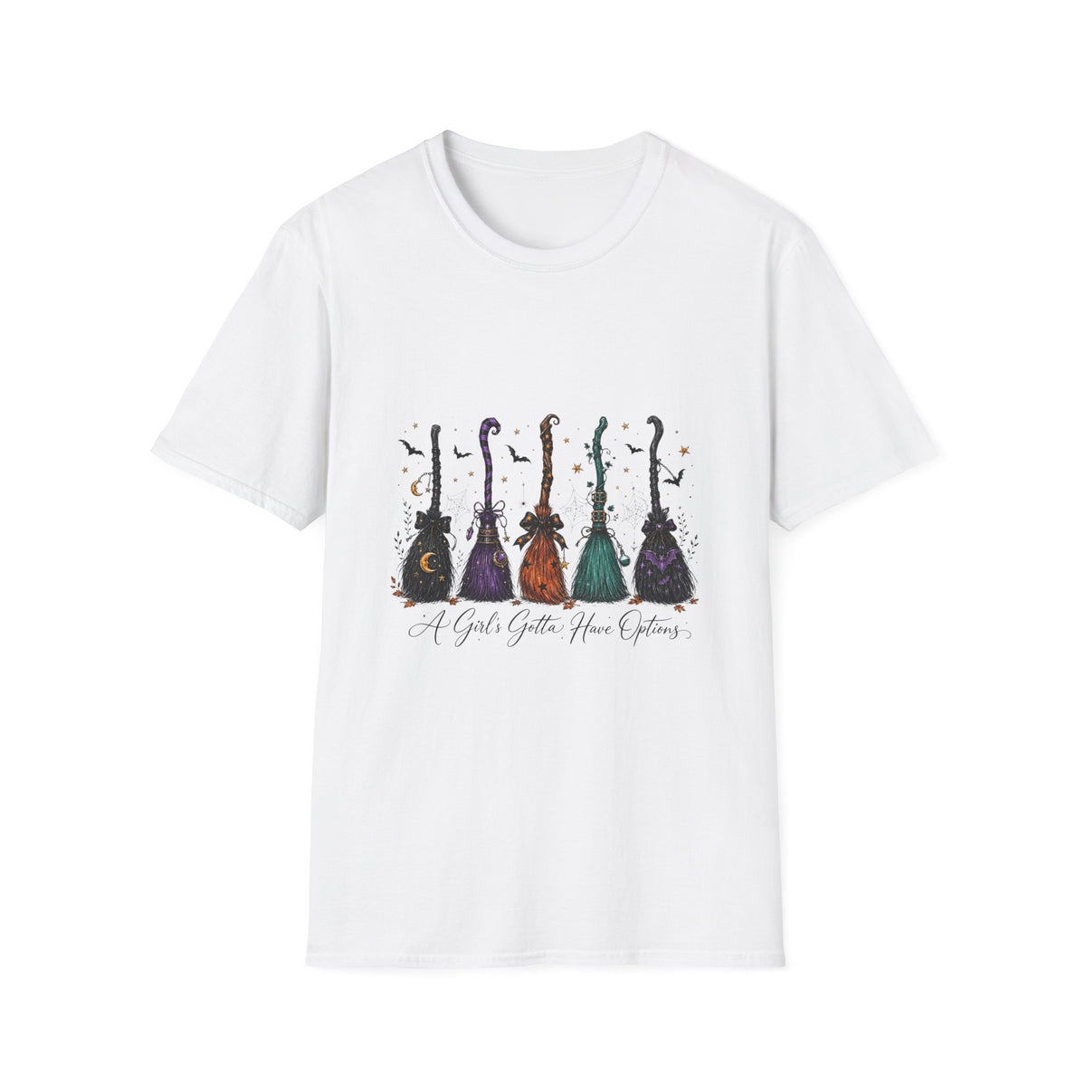 Cello Lineup Graphic T-Shirt — Colorful Ornamental Cellos with Script
