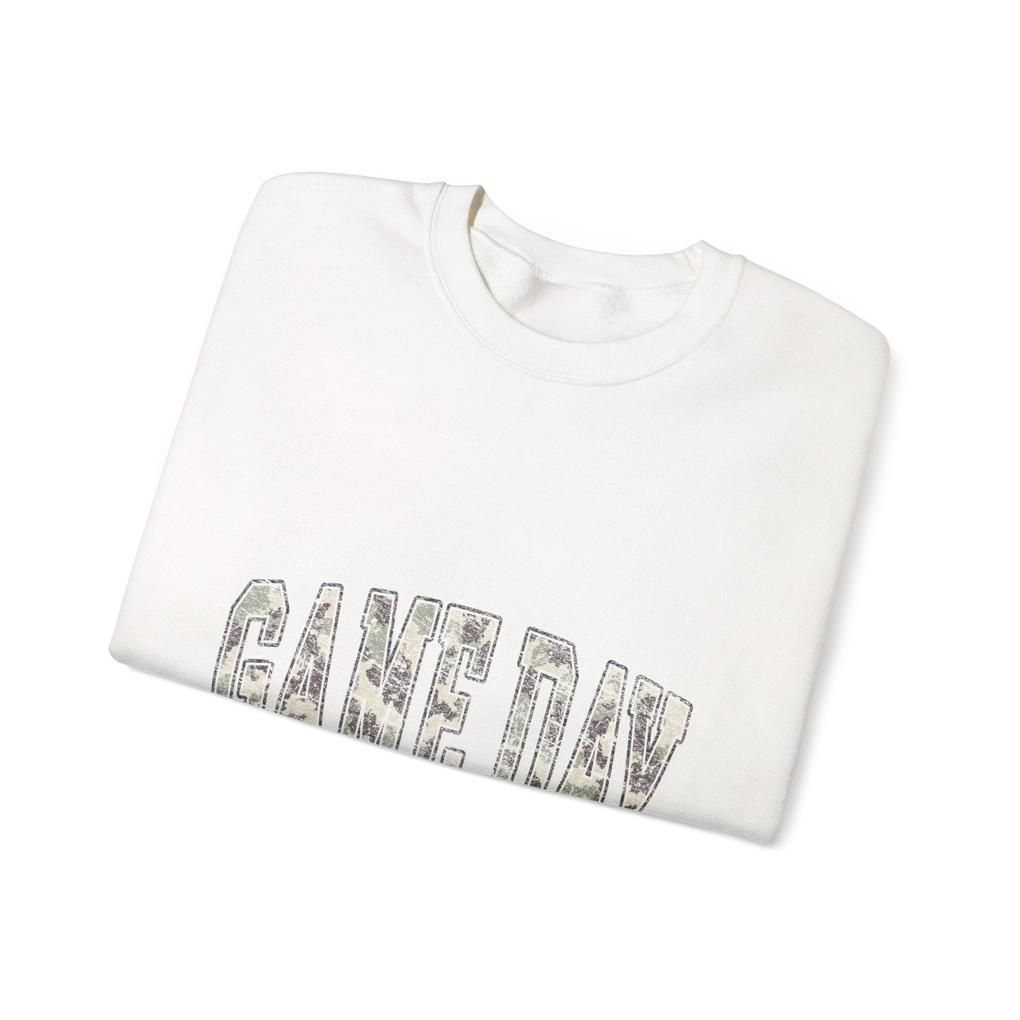 Game Day Crewneck Sweatshirt — White Athletic Vintage Lettering