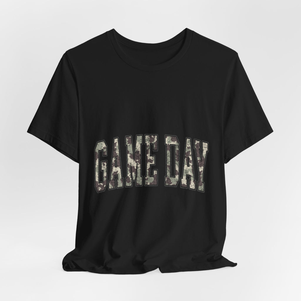 Game Day T-Shirt — Camo Lettering Athletic Fan Tee