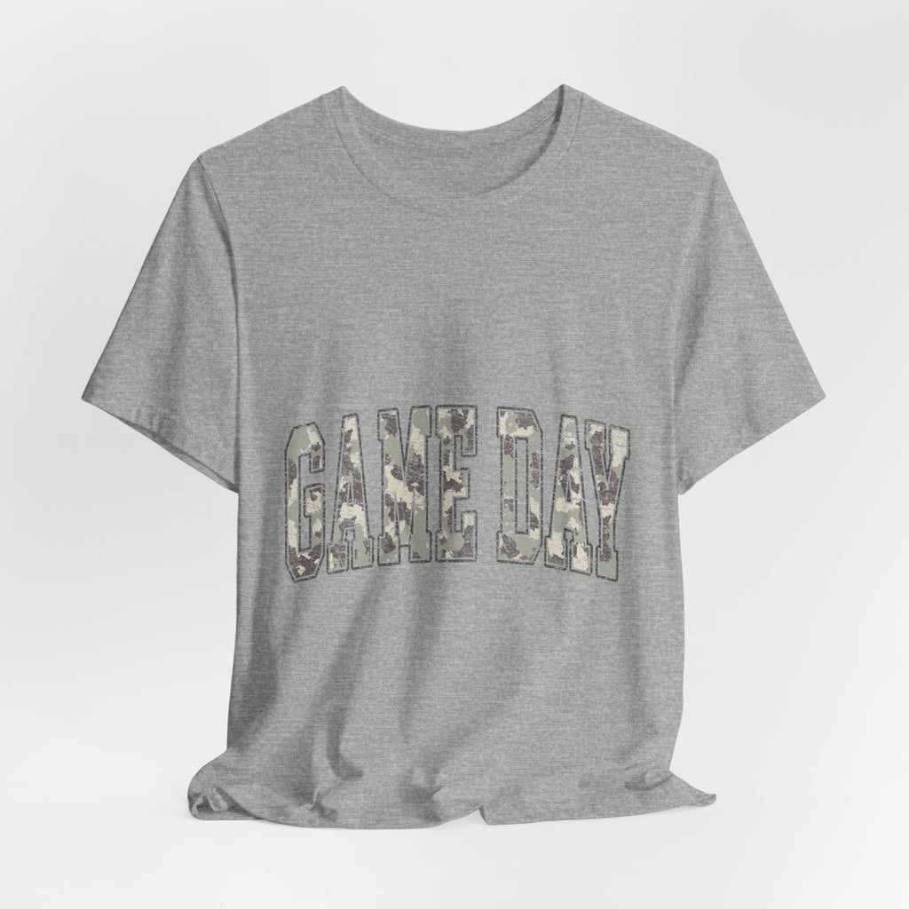 Game Day T-Shirt — Camo Lettering Athletic Fan Tee
